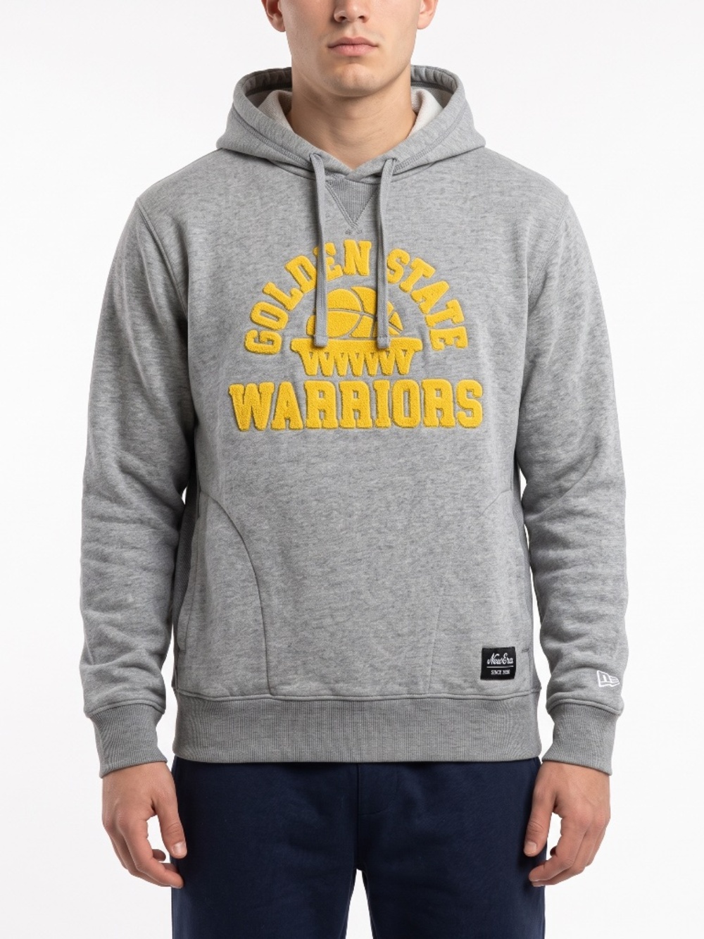 New Era Golden State Warriors Mens Large Grey Chenille Graphic Pullover Hoodie